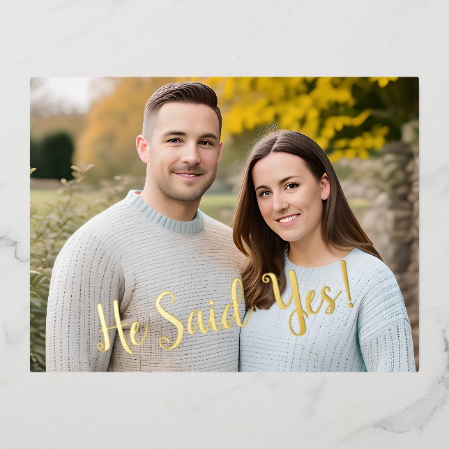 "Er hat ja gesagt!" Ankündigung der Verlobung Post (Vorderseite)