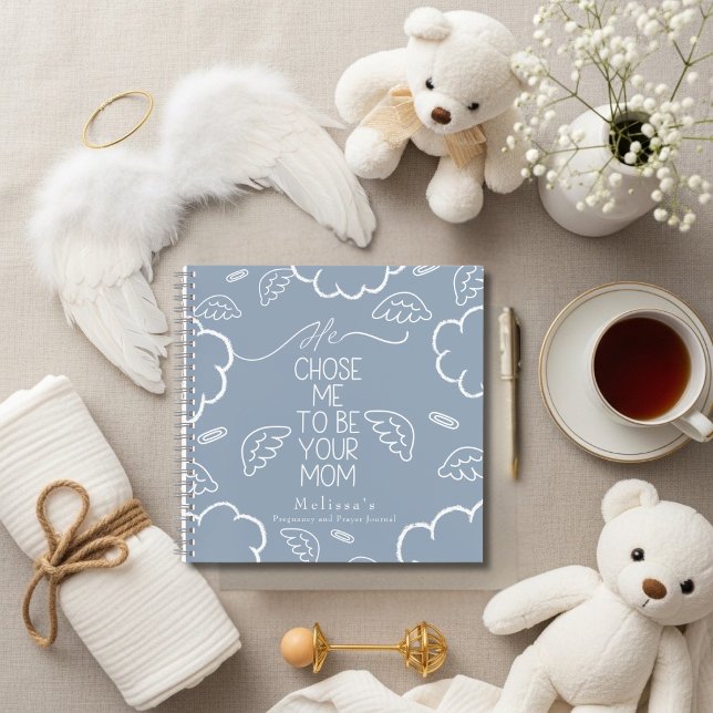 Er hat mich auserwählt, deine Mutter zu sein blaue Notizbuch (He Chose Me to Be your Mom blue pregnancy prayer Notebook)