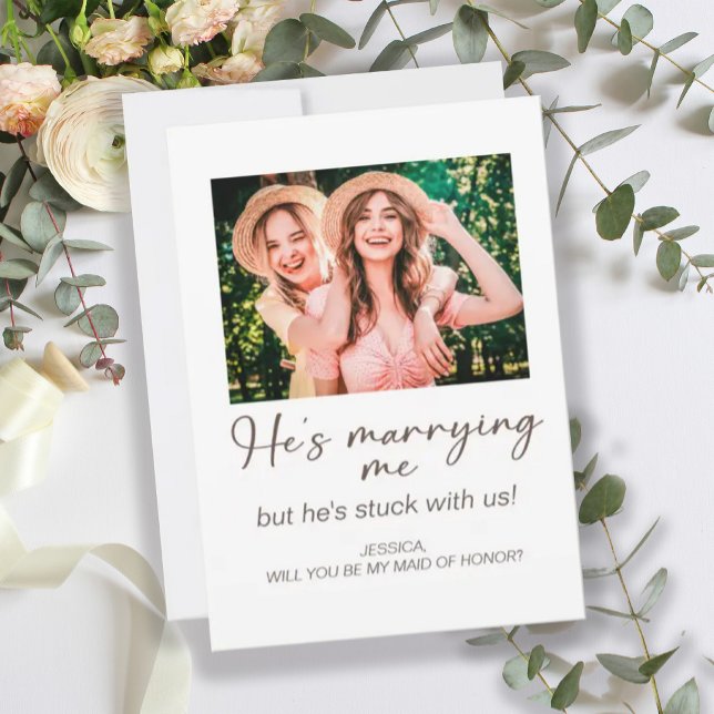 Er heiratet mich und bleibt beim Foto unserer Trau Einladung (Von Creator hochgeladen)