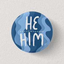 ER/HIM Pronouns farbenfroh handletterblau Button