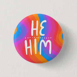 ER/HIM Pronouns farbenfrohe Handschriftenstreifen Button