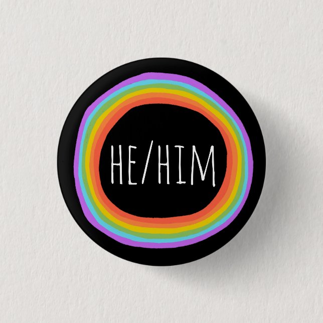 ER/HIM Pronouns farbenfroher Regenbogenkreis Schwa Button (Vorderseite)