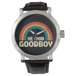 Er Ihm Guter Junge Regenbogen LGBTQ Gay Pride Verb Armbanduhr