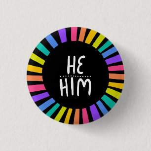 ER/IHM Pronouns Rainbow Handlett-Stolz  Button