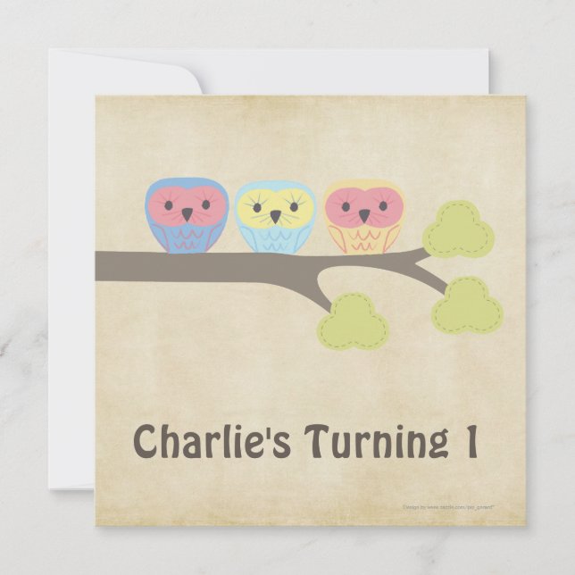 ęr Invitation de hiboux de bébé de fête (Devant)