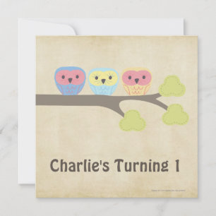 ęr Invitation de hiboux de bébé de fête