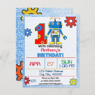 ęr Invitation de robot d'anniversaire