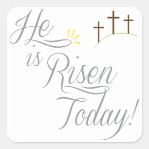 Er ist 3 Crosses Risen Quadratischer Aufkleber