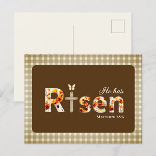Er ist auferstanden Bibelvers Kreuz Religiös Oster Postkarte