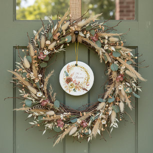 Er ist auferstanden Boho-Blumenkranz Ostern Keramik Ornament