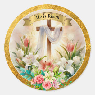Er ist auferstanden Christlich - Religiöses Ostern Runder Aufkleber