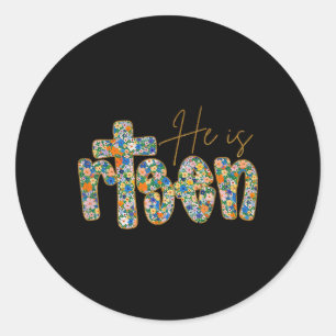 Er Ist Auferstanden Floral Ostern Christlich Jesus Runder Aufkleber
