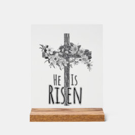 Er ist auferstanden Florales Kreuz Acrylschild