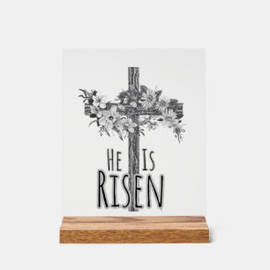 Er ist auferstanden Florales Kreuz Acrylschild