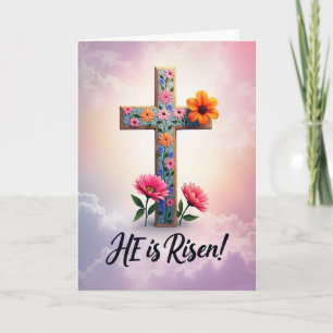 Er ist auferstanden Florales Kreuz Karte