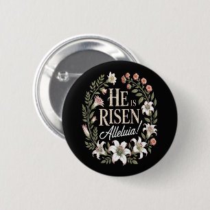 Er ist auferstanden Halleluja Floral christliches  Button