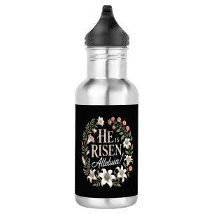 Er ist auferstanden Halleluja Floral christliches Edelstahlflasche