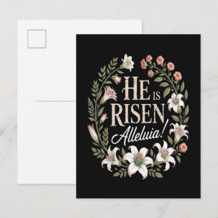 Er ist auferstanden Halleluja Floral christliches  Einladungspostkarte