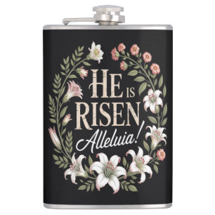 Er ist auferstanden Halleluja Floral christliches Flachmann