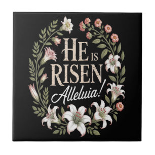 Er ist auferstanden Halleluja Floral christliches  Fliese