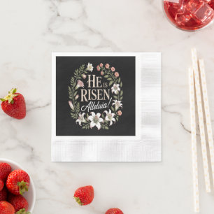 Er ist auferstanden Halleluja Floral christliches  Serviette