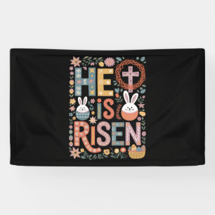 Er ist auferstanden Jesus Floral Süßer Osterhase K Banner