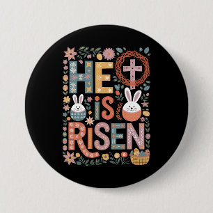 Er ist auferstanden Jesus Floral Süßer Osterhase K Button