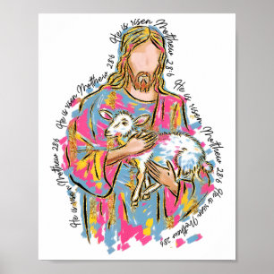Er ist auferstanden Jesus und Lamm Gott glückliche Poster