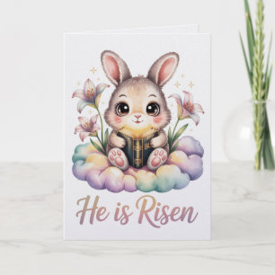 Er ist auferstanden Kawaii-Hasen-Osterkarte Süßer Karte