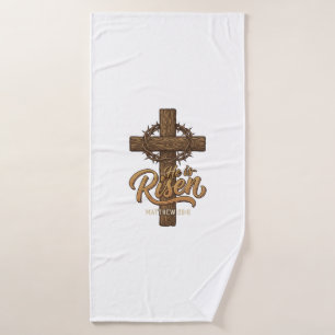 Er Ist Auferstanden Kreuz Dornenkrone Christliches Badehandtuch