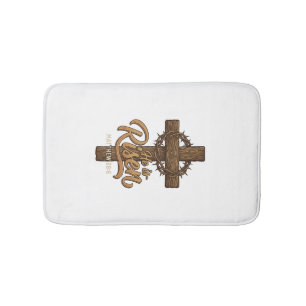 Er Ist Auferstanden Kreuz Dornenkrone Christliches Badematte