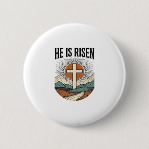 Er ist auferstanden Kreuz Sonnenaufgang Christlich Button