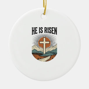 Er ist auferstanden Kreuz Sonnenaufgang Christlich Keramik Ornament
