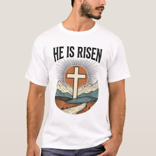 Er ist auferstanden Kreuz Sonnenaufgang Christlich T-Shirt