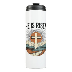 Er ist auferstanden Kreuz Sonnenaufgang Christlich Thermosbecher