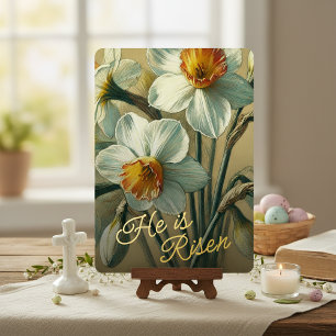 Er ist auferstanden Narzisse Floral Goldfolie Kart Folien Feiertagskarte