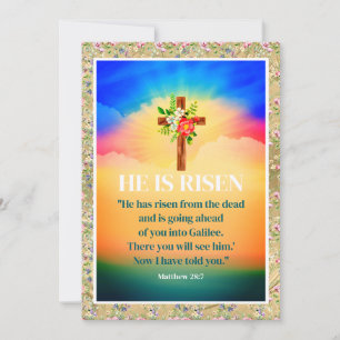Er ist auferstanden Ostern Aquarell Blumen, Religi Feiertagskarte
