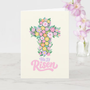 Er ist auferstanden Ostern Christliches Blumenkreu Karte