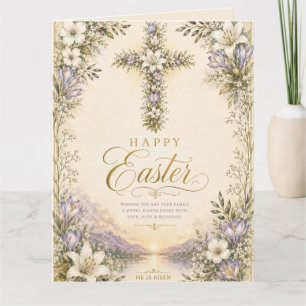 Er ist auferstanden Ostern, Elegantes florales Kre Dankeskarte