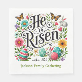 Er ist auferstanden Ostern Familientreffen Bunt Serviette