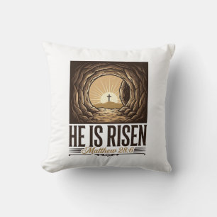 Er ist auferstanden Ostern Grab Kreuz Vintage Chri Kissen