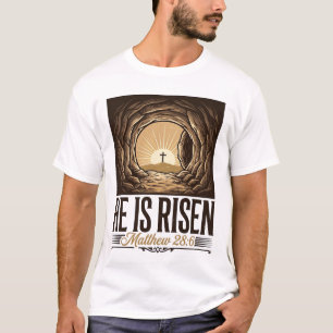 Er ist auferstanden Ostern Grab Kreuz Vintage Chri T-Shirt