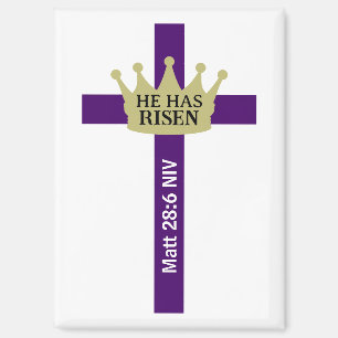 Er ist auferstanden Ostertag Krone und Kreuz Lila Magnet