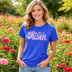 Er Ist Auferstanden Pastell Blumen Ostern Christli T-Shirt