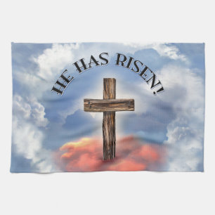 Er Ist Auferstanden Rauer Kreuz Mit Wolken Handtuch