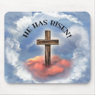 Er ist auferstanden Rauer Kreuz Mit Wolken Mousepad