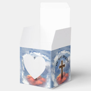 Er ist auferstanden raues Kreuz mit Wolken Geschenkschachtel