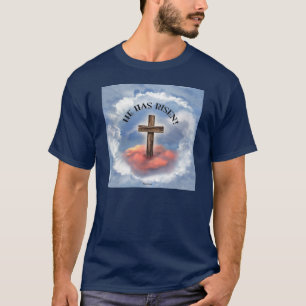 Er ist auferstanden raues Kreuz mit Wolken T-Shirt