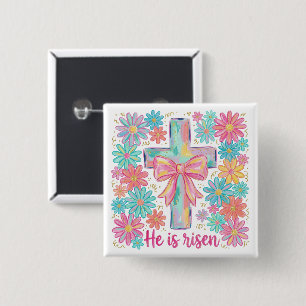 "Er ist auferstanden" Religiöses Kreuz Ostern Button