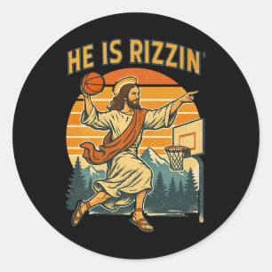 Er ist auferstanden Rizzin Ostern Christlicher Gla Runder Aufkleber